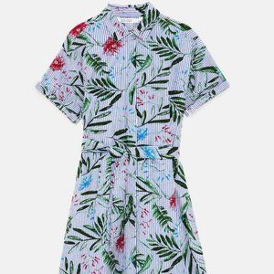 Zara Floral and Stripes Shirt Dress Size Small